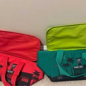 Trader Joe's Insulated Tote Bag - Red & Teal
